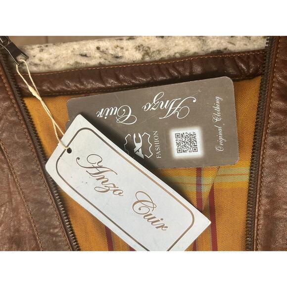 Anzo Cuir Genuine Leather Moto Jacket – Brown (Fits XS–S) Bella sea aesthetic - Picture 5 of 6